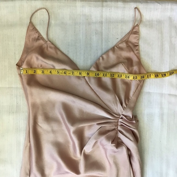 MANIJU WOMEN ELEGANT BLUSH PINK STATIN SPAGETTI RUCHING MAXI EVENT DRESS SZ M - Picture 10 of 12